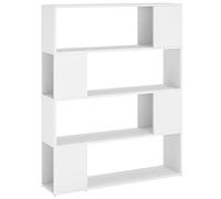 QJBSAVVA Bibliothèque Séparateur de Pièce, Étagère de Rangement Ouverte avec 4 Compartiments, Meuble en Bois d'Ingénierie pour Salon Bureau, Blanc 100x24x124 cm