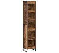 QJBSAVVA Bibliothèque Style Industriel 40 x 30 x 189,5 cm, Étagère de Rangement Haute en Bois d'Ingénierie, Meuble Salon Rectangulaire avec Pieds en Acier, Couleur Bois Ancien