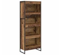 QJBSAVVA Bibliothèque Style Industriel, Étagère de Rangement avec 3 Compartiments, Meuble Salon en Bois d'Ingénierie et Acier, 60 x 30 x 155 cm, Bois Ancien