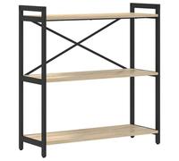 QJBSAVVA Bibliothèque Style Industriel, Étagère de Rangement avec Cadre en Acier Robuste, Étagère Ouverte en Bois d'Ingénierie Finition Chêne Sonoma, 80 x 30 x 85 cm pour Salon ou Bureau