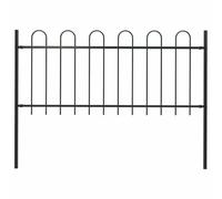 QJBSAVVA Boxtel Clôture de jardin en acier noir - 181 x 100 cm - Design arqué - Ensemble stable avec poteaux pour jardin, sol et enclos pour animaux - Revêtement par poudre