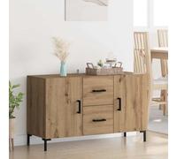 QJBSAVVA Buffet 100 x 36 x 60 cm, en bois, 2 portes et tiroir, buffet de cuisine et meuble bas, montage