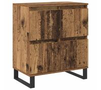 QJBSAVVA Buffet aspect bois vieilli 60 x 35 x 70 cm, commode avec 4 portes en bois, buffet moderne pour salon et salle à manger, armoire d'appoint compacte pour espace de rangement