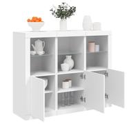 QJBSAVVA Buffet avec éclairage LED blanc en bois - Design moderne - 3 pièces - Éclairage RVB - Pour salon, cuisine ou couloir