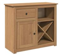 QJBSAVVA Buffet avec Tiroir et Range Bouteilles Panama 93x40x80 cm en Bois Massif de Pin Finition Cire de Miel Commode de Rangement Bahut Rustique Meuble d'Appoint Console pour Salon Cuisine Couloir