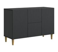 QJBSAVVA Buffet avec Tiroir Noir 89x34,5x60 cm en Bois d'Ingénierie, Meuble de Rangement Moderne avec 2 Portes Pivotantes, Commode Console Élégante et Polyvalente pour Salon, Salle à Manger et Entrée