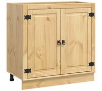 QJBSAVVA Buffet Bas de Rangement en Bois de Pin Massif Ski, Armoire de Salon et Salle à Manger avec 2 Portes et Étagère, Meuble Moderne et Robuste, Brun Miel, 80 x 46 x 81,5 cm