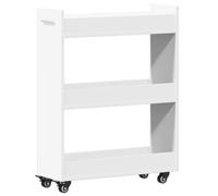 QJBSAVVA Buffet Bas de Rangement sur roulettes Desserte Mobile en Bois d'Ingénierie pour Salon Bureau et Entrée Armoire avec 2 Compartiments Moderne Blanc 60 x 22 x 79 cm