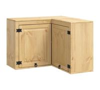 QJBSAVVA Buffet Bas en Pin Massif Ski, Cabinet de Rangement avec Étagère et 2 Portes pour Salon et Salle à Manger, Armoire Moderne en Bois, Brun Miel, 80 x 80 x 60 cm