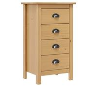 QJBSAVVA Buffet Bas Hill avec 4 Tiroirs, Commode de Rangement en Bois de Pin Massif, Meuble d'Appoint Compact pour Salon, Entrée et Salle à Manger, Marron Miel, 46 x 35 x 80 cm