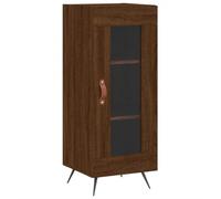 QJBSAVVA Buffet Bas Meuble de Rangement Armoire de Salon avec Porte en Verre Commode de Rangement en Bois d'Ingénierie pour Entrée et Bureau Chêne Marron 34,5 x 34 x 90 cm