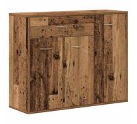 QJBSAVVA Buffet Bas Meuble de Rangement Bahut de Salon avec 3 Portes et 1 Grand Tiroir en Bois d'Ingénierie Commode pour Entrée et Salle à Manger Vieux Bois 88x30x70 cm