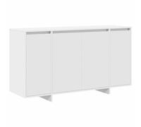 QJBSAVVA Buffet Blanc 135 x 41 x 75 cm en Bois d'Ingénierie, Bahut Moderne à 4 Portes avec Étagères de Rangement, Meuble Bas Contemporain pour Salon et Salle à Manger