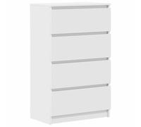 QJBSAVVA Buffet Blanc 60x35x98,5 cm en Bois d'Ingénierie, Commode Moderne avec 4 Tiroirs Spacieux, Meuble de Rangement Solide pour Salon, Salle à Manger et Entrée