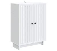 QJBSAVVA Buffet blanc 66 x 34,5 x 90 cm, commode vintage en bois, buffet étroit avec 2 portes et étagères, armoire de cuisine pour salon et salle à manger, armoire stable