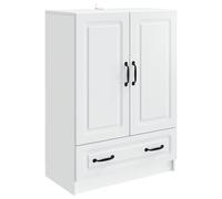 QJBSAVVA Buffet blanc 66 x 34,5 x 92 cm Commode en bois avec 1 tiroir et 2 portes Buffet moderne avec espace de rangement pour salon, salle à manger, couloir, armoire d'appoint élégante