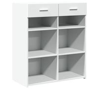 QJBSAVVA Buffet Blanc 80x42,5x93 cm en Bois d'Ingénierie, Commode et Meuble de Rangement Classique avec 2 Tiroirs, Bahut Moderne pour Salon, Salle à Manger et Couloir