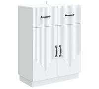 QJBSAVVA Buffet blanc, commode moderne avec 1 tiroir et 2 portes pivotantes, armoire d'appoint en bois, buffet étroit pour salon, salle à manger et couloir, 66 x 34,5 x 87 cm