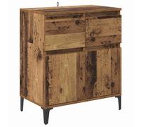 QJBSAVVA Buffet Bois Ancien 60x35x70 cm, Meuble de Rangement Industriel avec 2 Portes et 1 Tiroir, Buffet Bas en Bois d'Ingénierie et Fer pour Salon et Salle à Manger