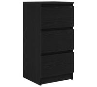 QJBSAVVA Buffet Chêne Noir 37,5x35x76 cm, Commode de Rangement en Bois d'Ingénierie avec 3 Tiroirs, Petit Chiffonnier pour Salon, Chambre, Bureau et Entrée