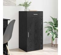 QJBSAVVA Buffet chêne noir 42,5 x 40 x 93 cm en matériau dérivé du bois avec 1 tiroir et porte affleurante, meuble bas moderne pour salon, couloir, bureau