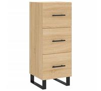 QJBSAVVA Buffet Chêne Sonoma 34,5x34x90 cm, Petit Meuble de Rangement en Bois d'Ingénierie avec 3 Tiroirs et Pieds en Métal, Armoire Latérale d'Appoint pour Salon, Entrée et Couloir