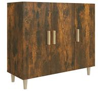 QJBSAVVA Buffet de Salon à 3 Portes, Armoire de Rangement en Bois d'Ingénierie, Meuble Bas Moderne pour Séjour Entrée et Cuisine, Coloris Chêne Fumé, 90 x 34 x 80 cm