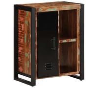 QJBSAVVA Buffet de salon en bois recyclé massif multicolore 55 x 35 x 70 cm design vintage avec espace de rangement pour cuisine, couloir ou salle à manger