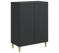 QJBSAVVA Buffet de Salon Noir, Meuble de Rangement Bas en Bois d'Ingénierie avec 2 Portes à Charnières, Bahut Vintage Moderne pour Salle à Manger et Entrée, 66 x 34,5 x 90 cm
