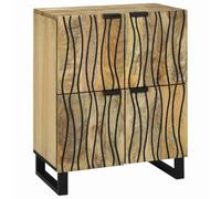 QJBSAVVA Buffet en bois de manguier massif 60 x 33,5 x 75 cm avec 4 portes coulissantes - Armoire de rangement moderne pour salon, bureau à domicile et couloir
