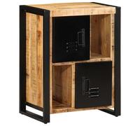 QJBSAVVA Buffet en Bois de Manguier Massif et Fer, Meuble de Rangement avec Portes, Commode Industrielle pour Salon, Entrée et Salle à Manger, 55 x 35 x 70 cm