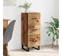 QJBSAVVA Buffet en bois recyclé - 34,5 x 34 x 90 cm - Bois composite et fer - Armoire de salon industrielle avec tiroir - Charge maximale : 60 kg - Meuble bas peu encombrant pour couloir, cuisine