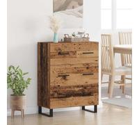 QJBSAVVA Buffet en bois recyclé 69,5 x 34 x 90 cm en bois composite et fer, meuble bas moderne avec tiroir, look industriel, stable, jusqu'à 60 kg, pour salon, salle à manger, couloir, cuisine