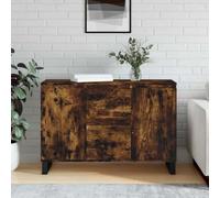 QJBSAVVA Buffet en chêne fumé 101,5 x 35 x 70 cm Matériau du bois avec pieds en fer - Design moderne pour salon, cuisine et couloir