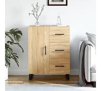 QJBSAVVA Buffet en chêne Sonoma - 69,5 x 34 x 90 cm - Matériau du bois avec pieds en métal - Miracle de rangement pour salon, cuisine, salle à manger, couloir - Design moderne et matériau robuste