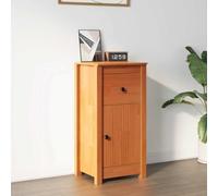 QJBSAVVA Buffet en pin marron ciré, 39 x 34,5 x 80 cm, design moderne, avec porte battante et tiroir, armoire de cuisine robuste en bois massif pour salon, chambre à coucher, couloir