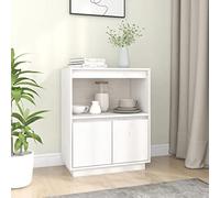 QJBSAVVA Buffet en pin massif blanc 60 x 34 x 75 cm élégant pour salon avec espace de rangement