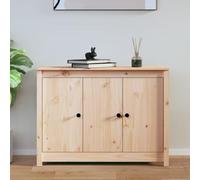 QJBSAVVA Buffet en pin massif de 100 cm de large, design rustique avec grain droit, beaucoup d'espace de rangement pour salon, cuisine ou couloir