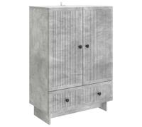 QJBSAVVA Buffet gris béton 66 x 34,5 x 95 cm Commode en bois avec 2 portes et 2 tiroirs, armoire de rangement moderne pour salon, salle à manger et couloir, buffet étroit