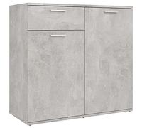 QJBSAVVA Buffet Gris Béton 80x36x75 cm en Bois d'Ingénierie, Meuble de Rangement Moderne avec 2 Portes et 1 Tiroir pour Salon, Entrée, Salle à Manger et Bureau, Design Minimaliste