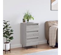 QJBSAVVA Buffet gris Sonoma 40 x 35 x 70 cm en matériau dérivé du bois avec pieds en métal - Meuble bas moderne avec 3 tiroirs - Commode peu encombrante pour salon, couloir, cuisine