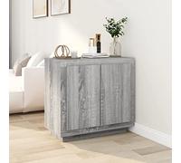 QJBSAVVA Buffet gris Sonoma 80 x 40 x 75 cm en matériau dérivé du bois avec 2 portes - Design moderne pour salon, cuisine et couloir