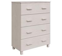 QJBSAVVA Buffet HAMAR en Bois de Pin Massif Blanc 79x40x103,5 cm Commode Haute avec 4 Tiroirs pour Salon et Salle à Manger Meuble de Rangement Robuste et Élégant