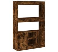 QJBSAVVA Buffet Haut 92x33x140 cm, Étagère Bibliothèque et Meuble de Rangement en Bois d'Ingénierie, Design Classique pour Salon ou Bureau, Coloris Chêne Fumé