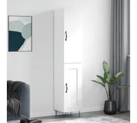 QJBSAVVA Buffet haut blanc 34,5 x 34 x 180 cm en bois avec pieds en métal - Buffet moderne pour salon, couloir, cuisine, miracle de rangement pour salon, couloir, chambre à coucher