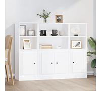QJBSAVVA Buffet haut en bois blanc 3 pièces - Buffet élégant pour salon, cuisine ou couloir avec beaucoup d'espace de rangement et design moderne