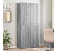 QJBSAVVA Buffet haut en bois - Gris - Sonoma - 80 x 35 x 180 cm - Design fin - Avec espace de rangement - Pour salon, chambre à coucher