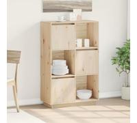 QJBSAVVA Buffet haut en pin massif 74 x 35 x 117 cm - Buffet salon avec espace de rangement, style maison de campagne et flexibilité de montage