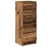 QJBSAVVA Buffet Haut en Vieux Bois 37,5x35x99 cm Commode de Rangement avec 4 Tiroirs Meuble Colonne en Bois d'Ingénierie Robuste pour Salon Entrée et Bureau