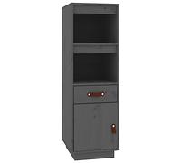 QJBSAVVA Buffet Haut Gris 34x40x108,5 cm en Bois de Pin Massif, Meuble de Rangement avec Étagères Ouvertes pour Salon et Entrée, Colonne de Rangement Rustique et Stable